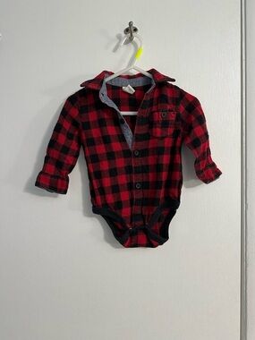 Cherokee Red and Black Buffalo Plaid Baby Bodysuit